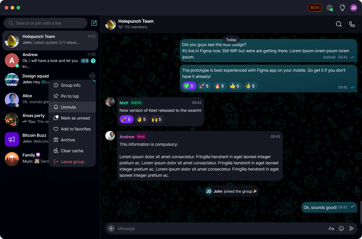 Mute a Chat π Β· Desktop Select the 'β’β’β’' icon next to the chat, or open 'Group info', and select 'Unmute'.