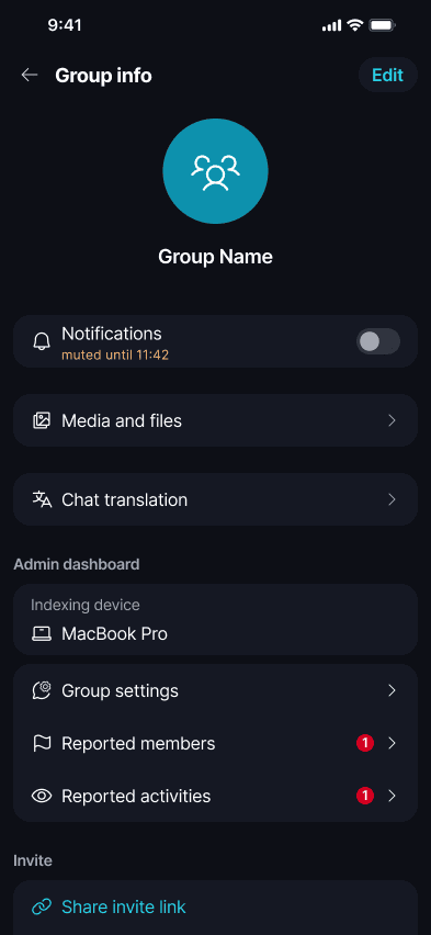 Mute a Chat π Β· Mobile βGroup infoβ now shows the active mute and the time it ends.
